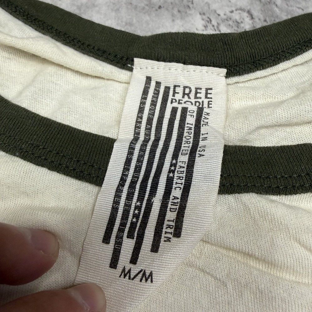 Free People Ring It To Me Peplum Tee Blouse Shirt Ivory Size M Made In USA - Picture 5 of 5